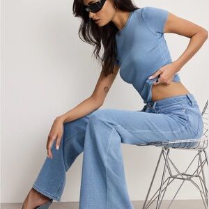 Good American Light Blue Flare Jeans